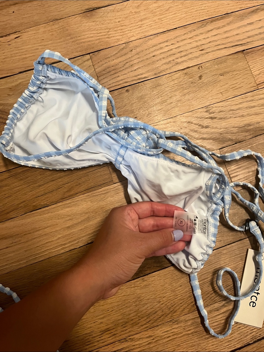 Montce Light Blue Gingham Tie Bikini Set - Picture 6 of 8